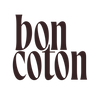 The logo for 'bon coton' is displayed in a dark brown serif typeface on a solid white background.